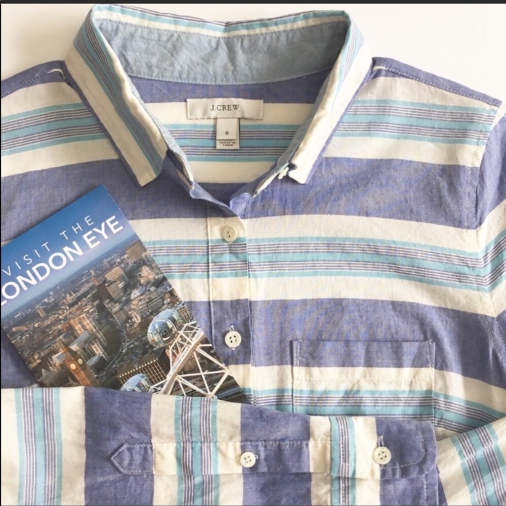 J.Crew Womens Blue Striped Cotton Top